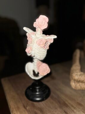 Ashland Halloween Blush Rose Tabletop Floral Skeleton Torso Sculpture